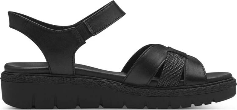 tamaris Zwarte Casual Open Platte Sandalen Black Dames