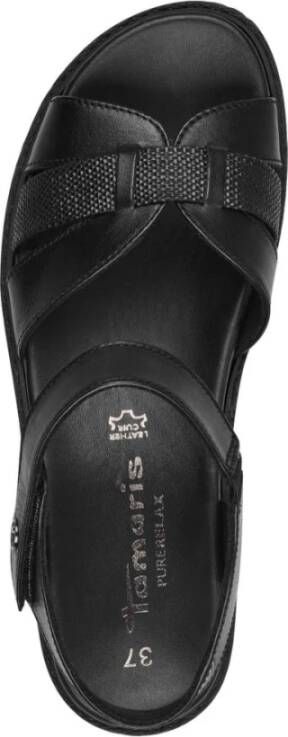 tamaris Zwarte Casual Open Platte Sandalen Black Dames