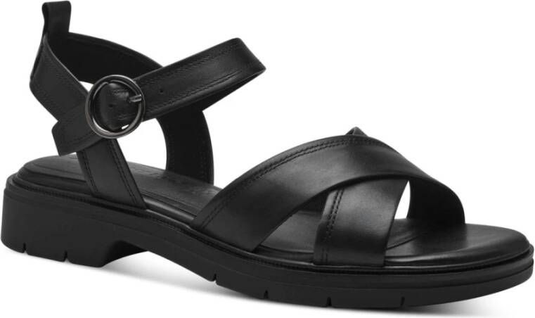 tamaris Zwarte Casual Open Platte Sandalen Black Dames