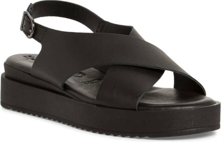 tamaris Zwarte Casual Open Platte Sandalen Black Dames