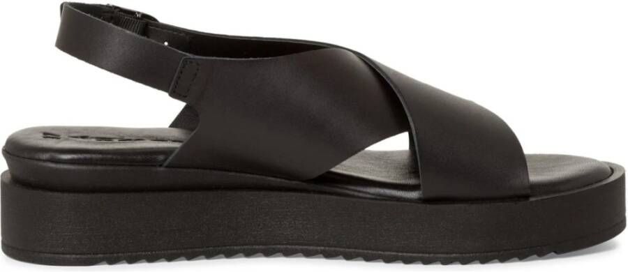 tamaris Zwarte Casual Open Platte Sandalen Black Dames