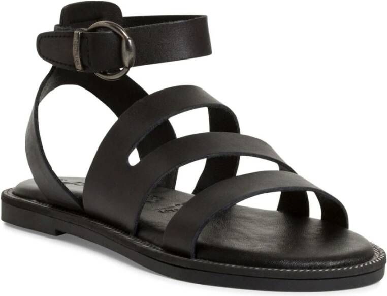 tamaris Zwarte Casual Open Platte Sandalen Black Dames