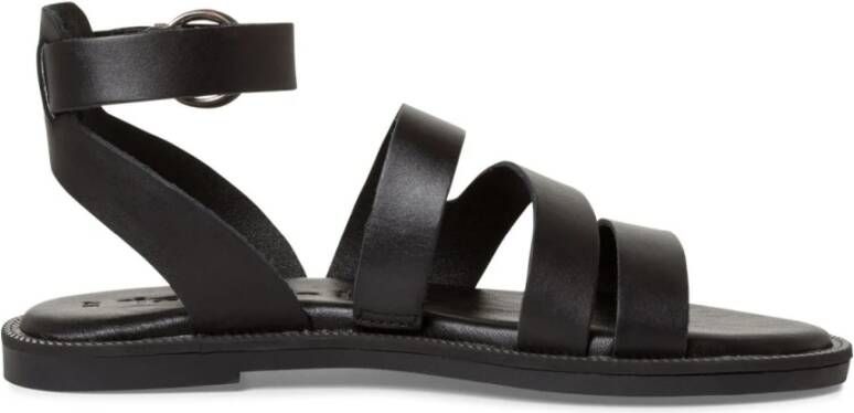 tamaris Zwarte Casual Open Platte Sandalen Black Dames