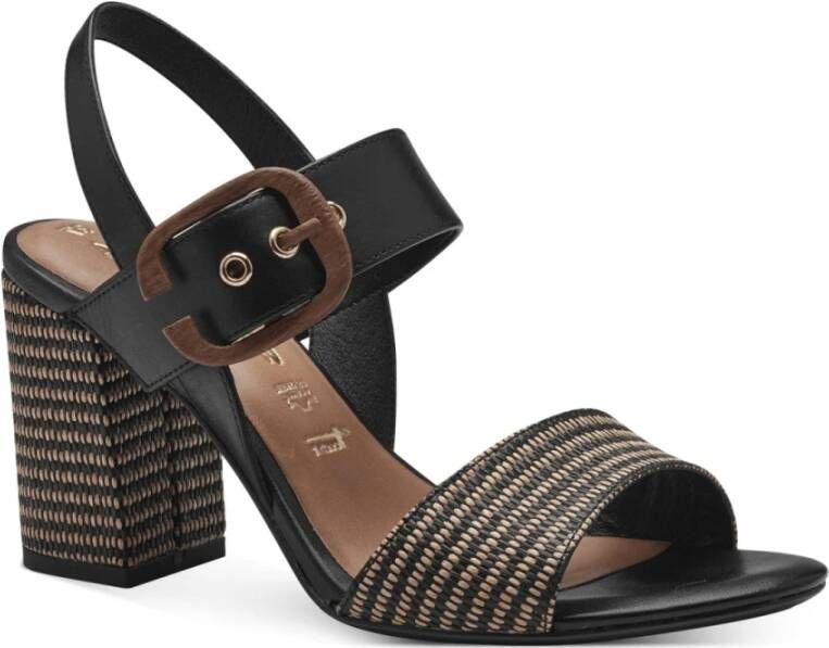 tamaris Zwarte Casual Open Platte Sandalen Black Dames