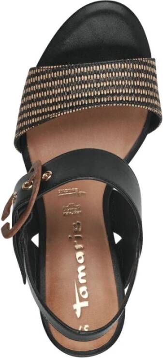 tamaris Zwarte Casual Open Platte Sandalen Black Dames