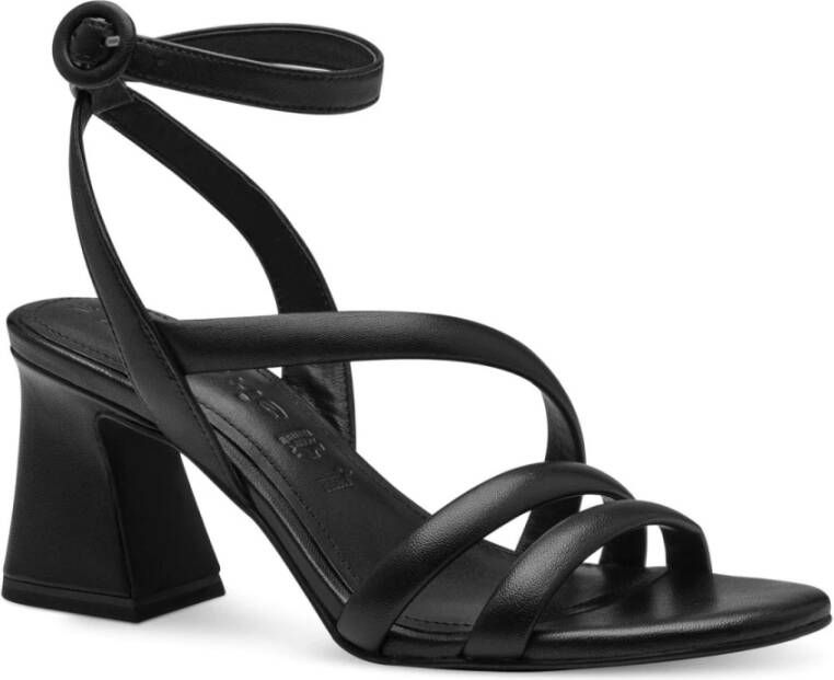 tamaris Zwarte Elegante Platte Sandalen Black Dames