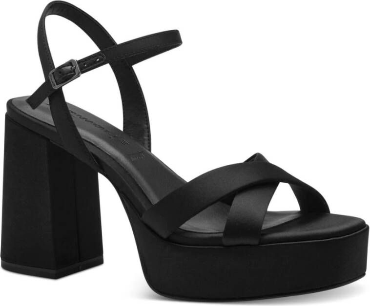 tamaris Zwarte elegante platte sandalen voor vrouwen Black Dames