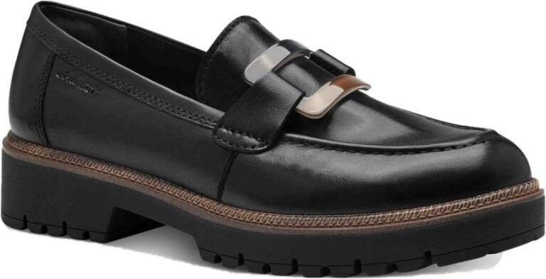 tamaris Zwarte Leren Casual Loafers Black Dames