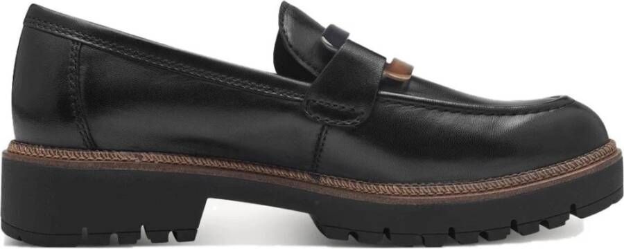 tamaris Zwarte Leren Casual Loafers Black Dames