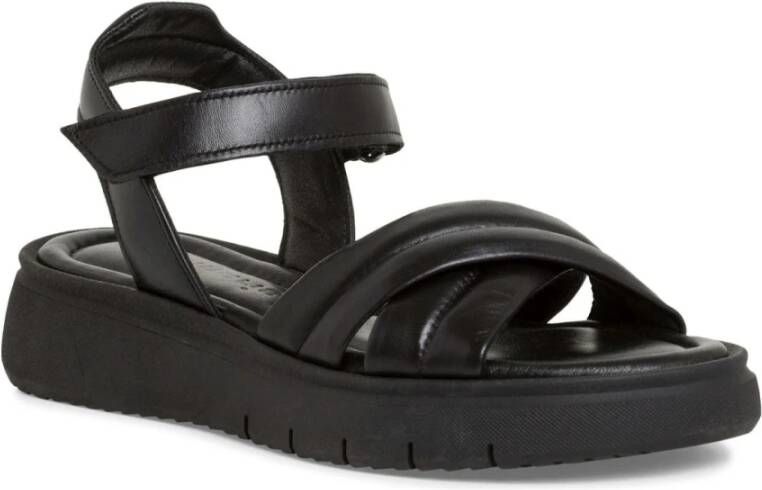 tamaris Zwarte Leren Casual Open Sandalen Black Dames