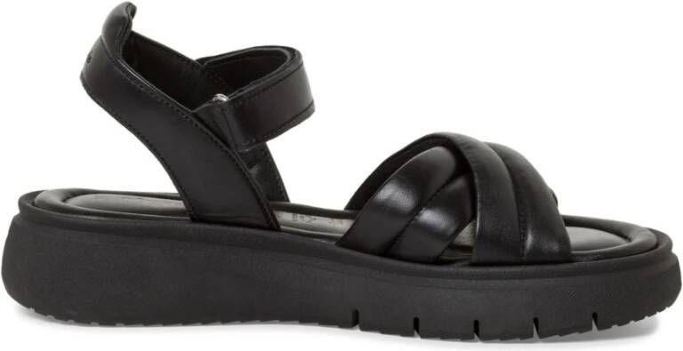 tamaris Zwarte Leren Casual Open Sandalen Black Dames