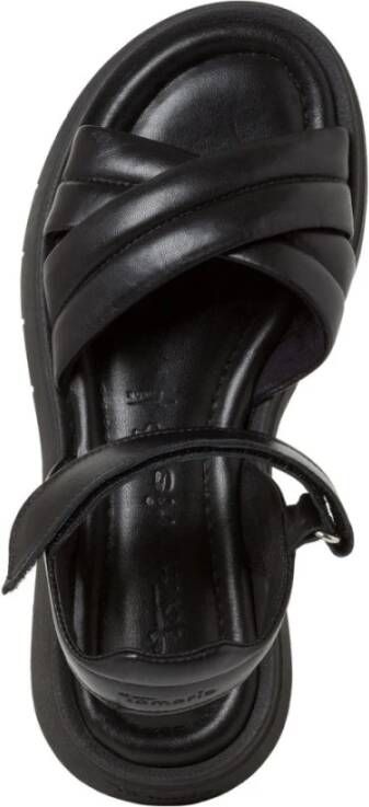 tamaris Zwarte Leren Casual Open Sandalen Black Dames