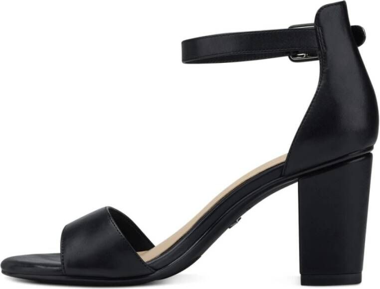 tamaris Zwarte Leren Hoge Hak Sandalen Black Dames