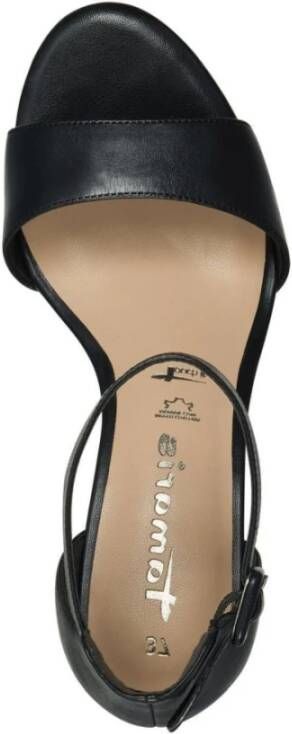 tamaris Zwarte Leren Hoge Hak Sandalen Black Dames