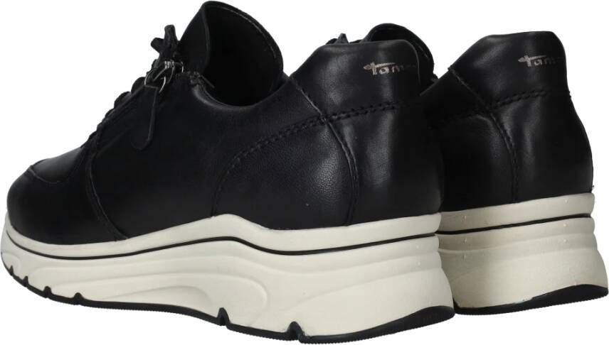 tamaris Zwarte leren sneaker met comfortkenmerken Black Dames