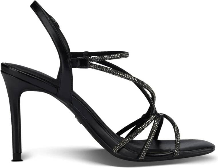 tamaris Zwarte metalen elegante open sandalen Black Dames