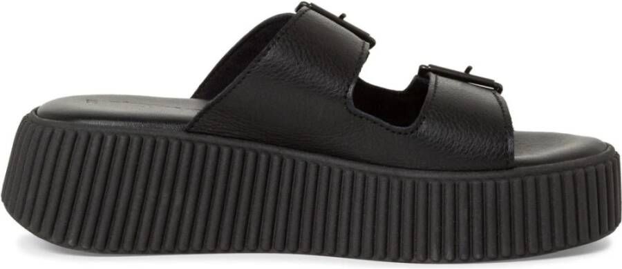 tamaris Zwarte Open Casual Slippers Vrouwen Black Dames