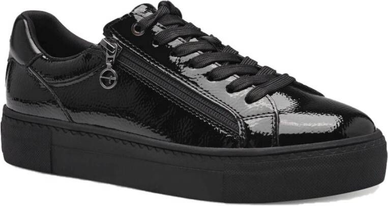 tamaris Zwarte Patent Lage Sneakers Black Dames