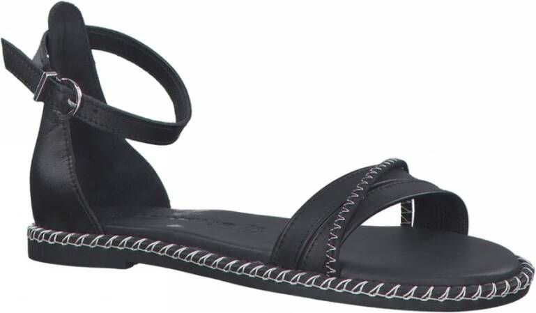 tamaris Zwarte platte sandalen voor vrouwen Black Dames