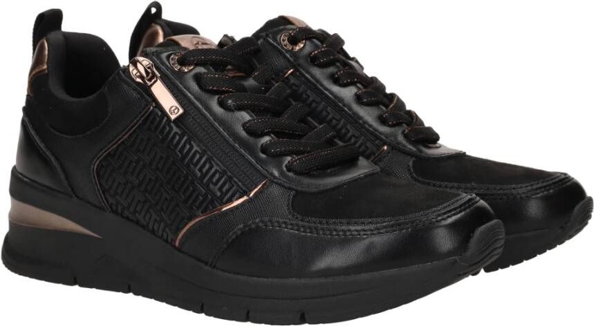 tamaris Zwarte Sneaker met Roségouden Accenten Black Dames