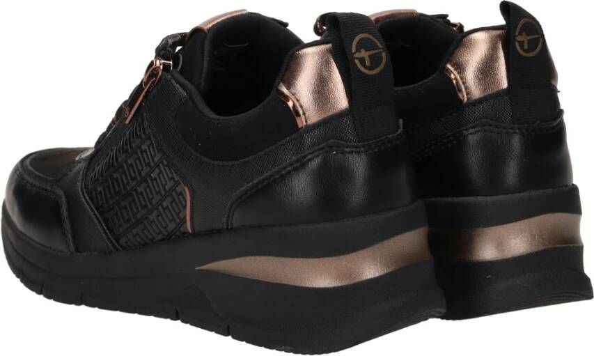 tamaris Zwarte Sneaker met Roségouden Accenten Black Dames