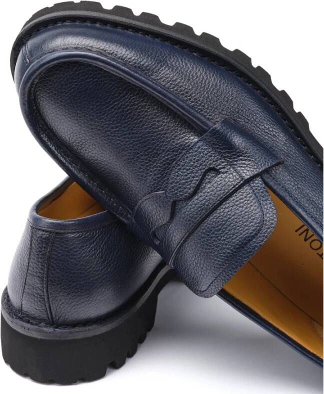 Testoni Courmayeur Loafer Grained Calf Blue Heren