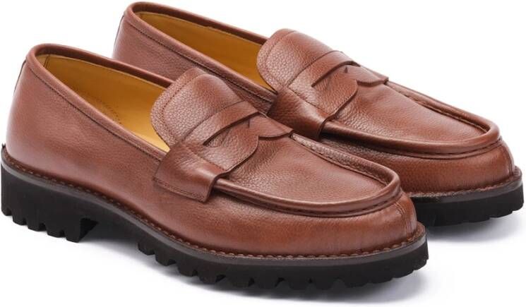 Testoni Courmayeur Loafer Grained Calf Brown Heren