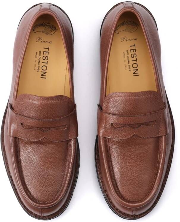 Testoni Courmayeur Loafer Grained Calf Brown Heren