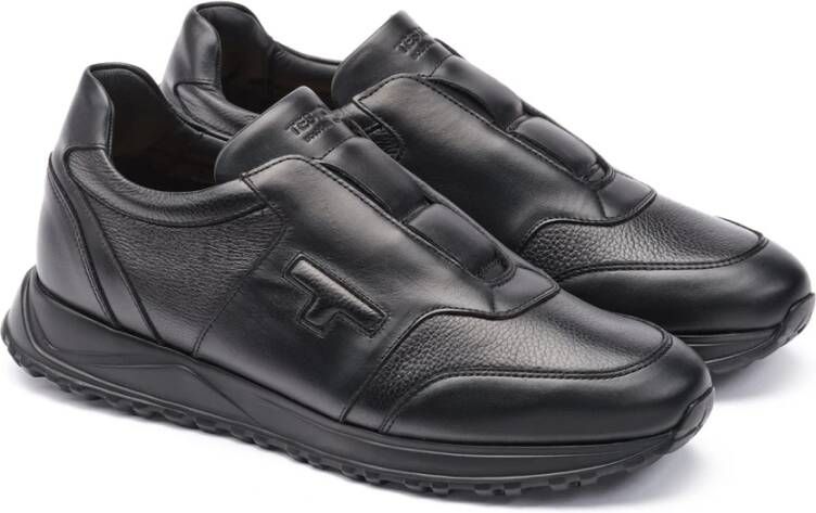 Testoni Cuneo Sneaker Sport Napa Kalfsleer + Grainde Kalfsleer Black Heren