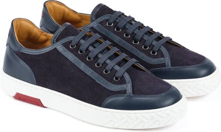 Testoni Fluweel Suède Sneaker Blue Heren