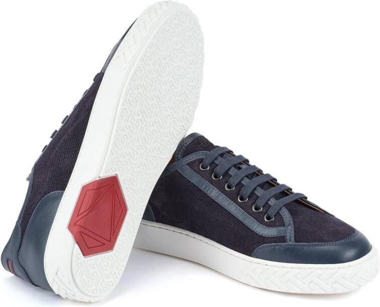 Testoni Fluweel Suède Sneaker Blue Heren