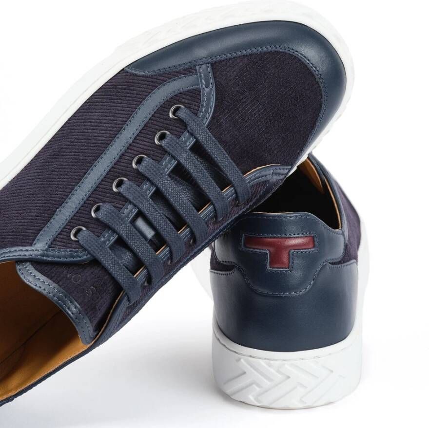 Testoni Fluweel Suède Sneaker Blue Heren