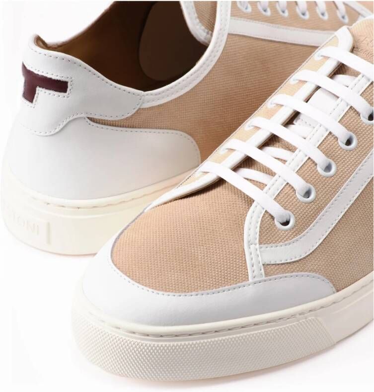 Testoni Gedrukte Canvas Suède Sneaker Beige Heren