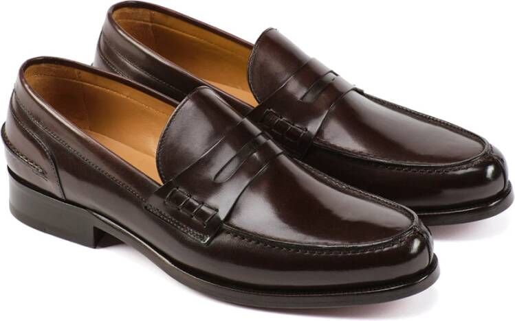 Testoni Handgeverfde Leren Loafer met Comfort Brown Heren