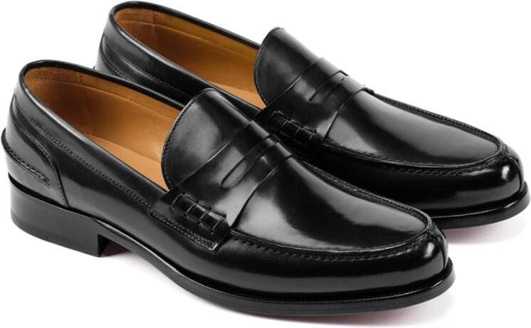 Testoni Handgeverfde Leren Loafer met Ortholite Voetbed Black Heren