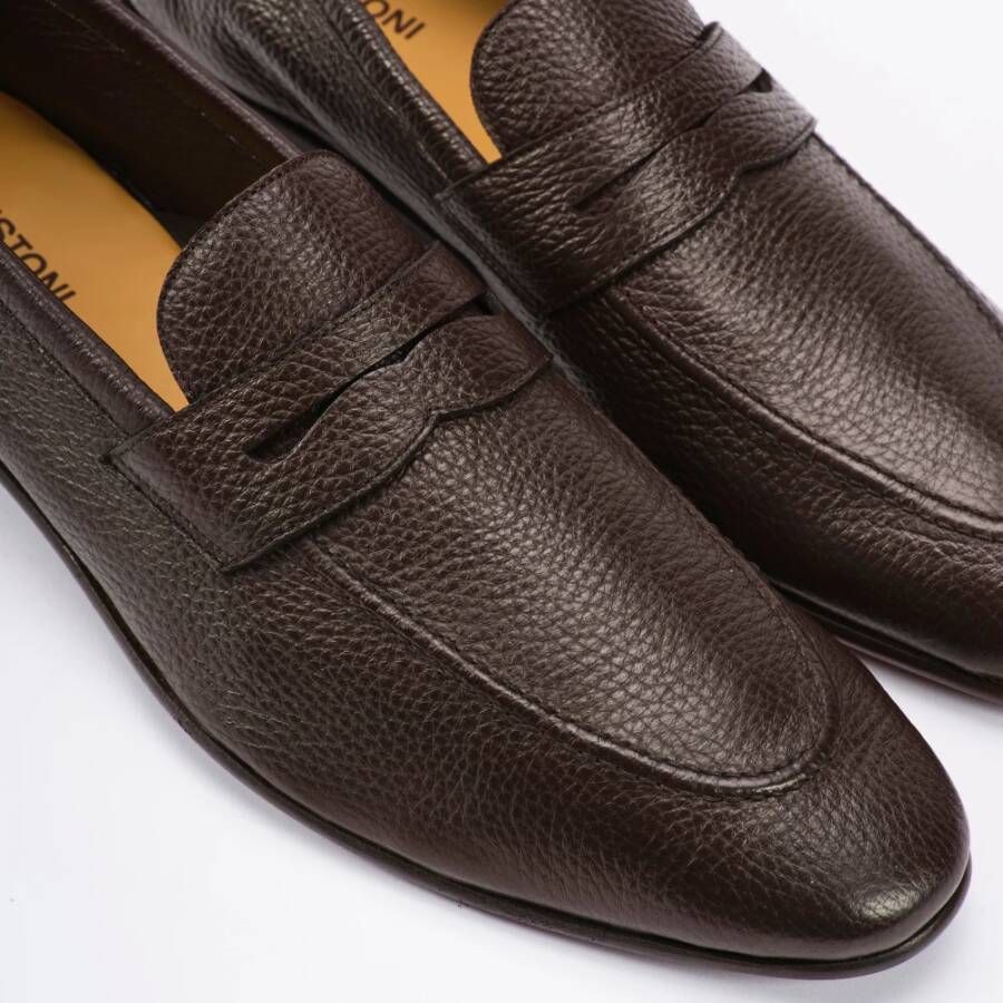 Testoni Herten Loafer Licht Elegant Puntige Neus Brown Heren