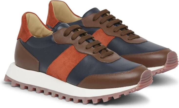 Testoni Leren en Suède Sneaker Brown Heren