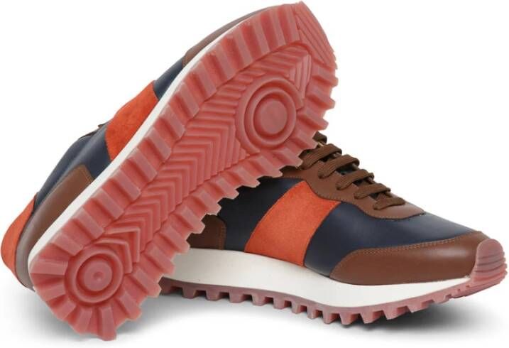 Testoni Leren en Suède Sneaker Brown Heren