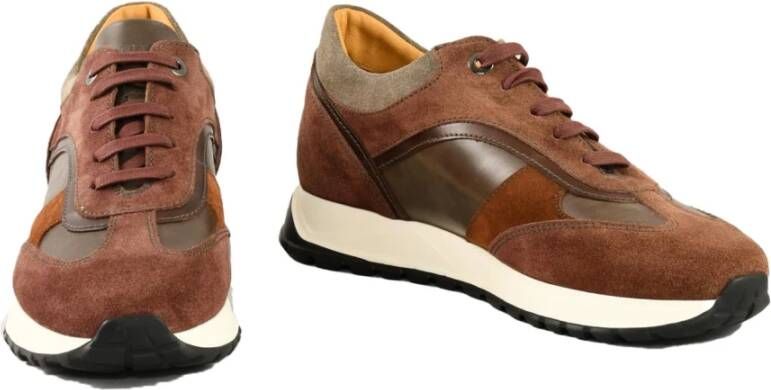 Testoni Leren Sneakers met Rubberen Zool Brown Heren