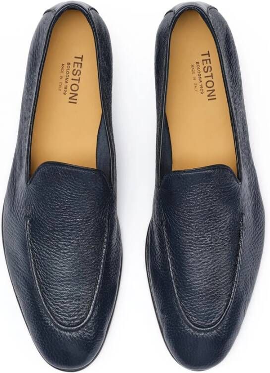 Testoni Lichtgewicht Deer Loafer Lambrusco Blue Heren