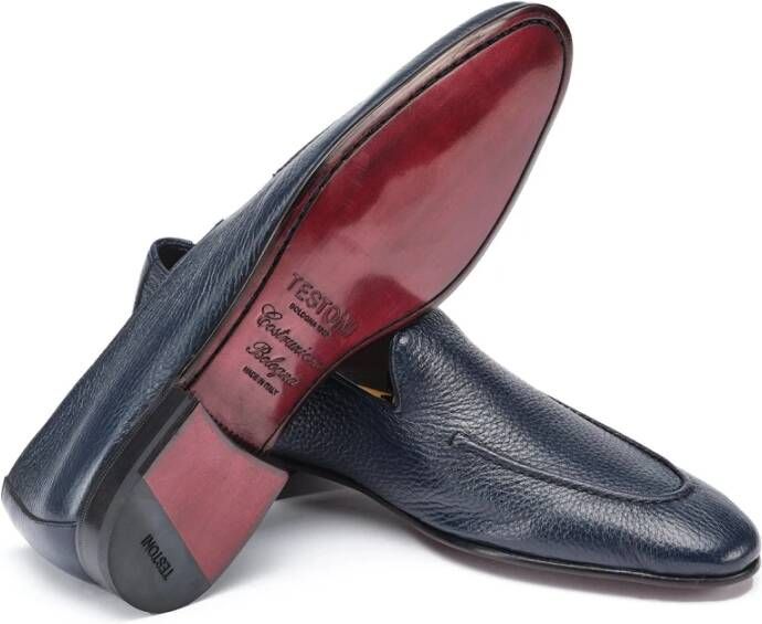 Testoni Lichtgewicht Deer Loafer Lambrusco Blue Heren