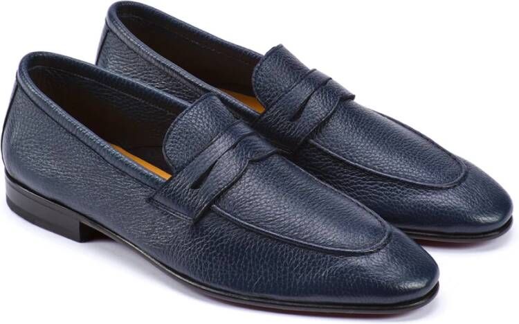 Testoni Loafer van hertenleer met puntige neus Blue Heren