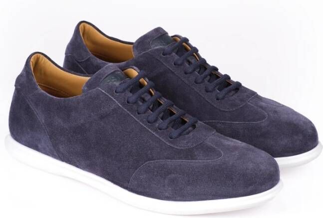 Testoni Minimal Oxford Suede Sneaker Blue Heren