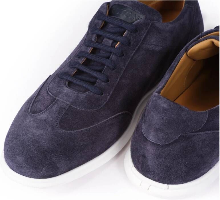 Testoni Minimal Oxford Suede Sneaker Blue Heren