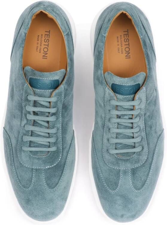 Testoni Minimal Oxford Suede Sneaker Green Heren