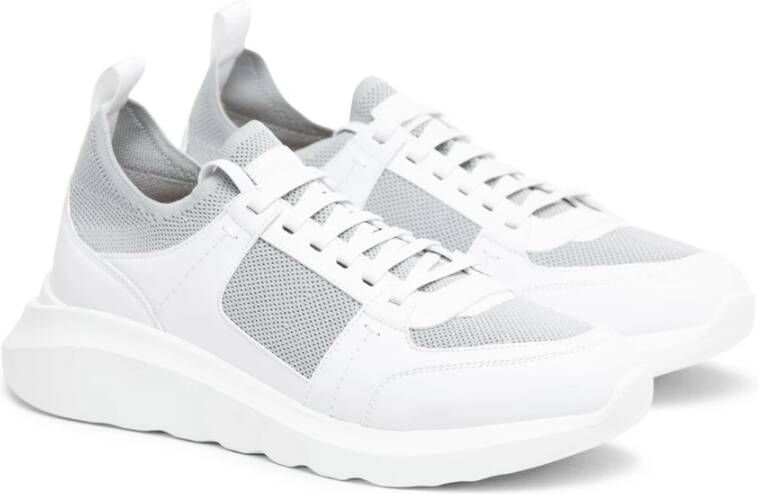 Testoni Moderne Stof Leren Sneaker White Heren