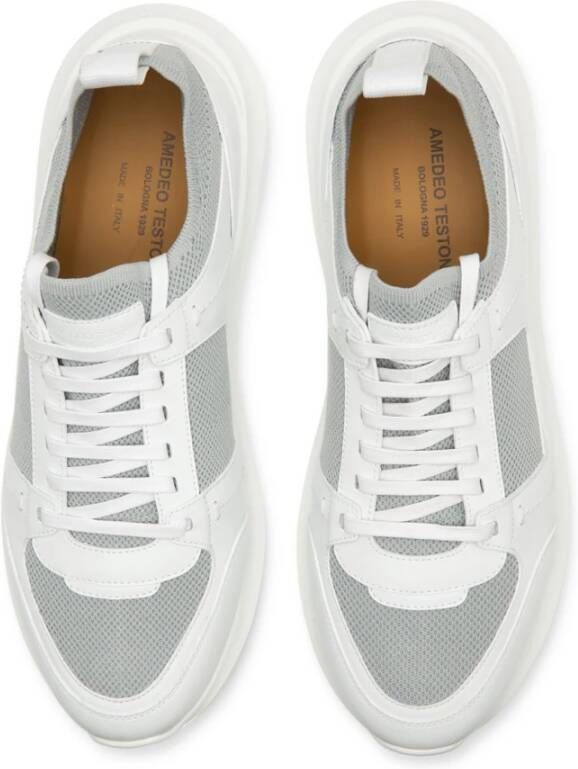 Testoni Moderne Stof Leren Sneaker White Heren