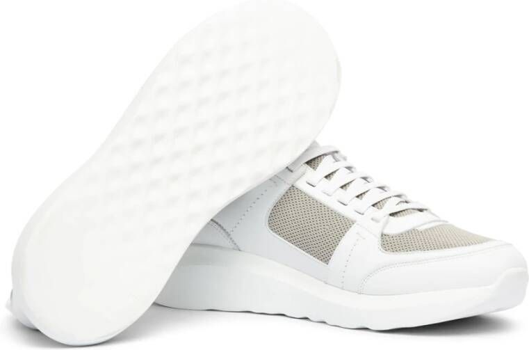 Testoni Moderne Stof Leren Sneaker White Heren