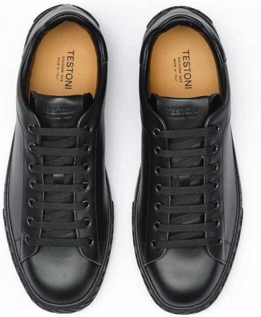 Testoni Ravenna Court Sneaker Moderne Stijl Black Heren