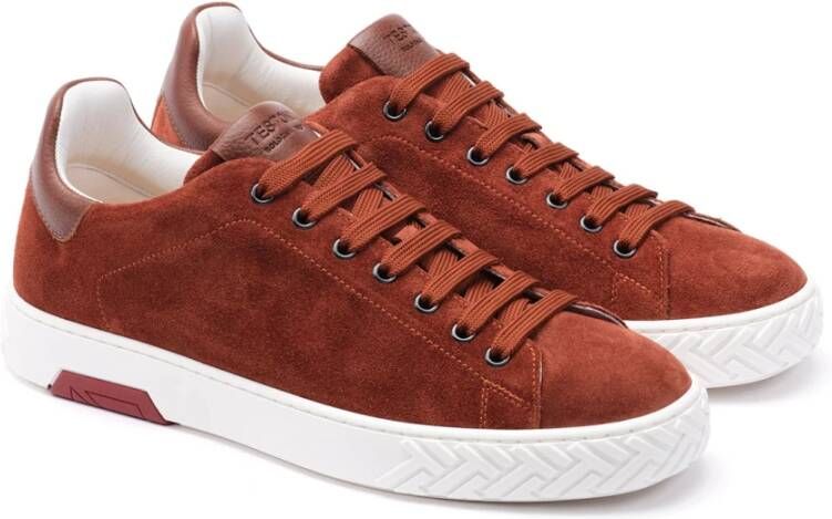 Testoni Ravenna Sneaker Casual Suede Brown Heren